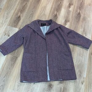 Cleo of Dublin Ireland Lavender Open Wool Long Jacket  with Pockets OS